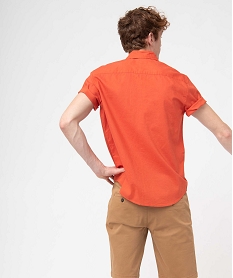 chemise homme a manches courtes en lin melange orangeI604201_3