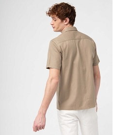 chemise homme a manches courtes en twill de coton beige chemise manches courtesI604501_3