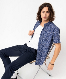 GEMO Chemise homme à manches courtes imprimée fleurs coupe Regular Imprimé