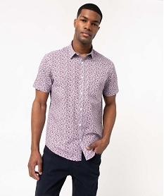 GEMO Chemise homme à manches courtes imprimée fleurs coupe Regular Imprimé