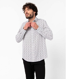 GEMO Chemise homme coupe droite à motif fleuri Blanc