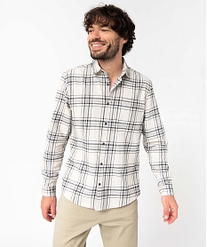 GEMO Chemise homme à manches longues et carreaux en flanelle Imprimé