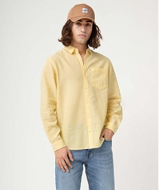 chemise homme a manches longues en lin melange jauneI606201_2