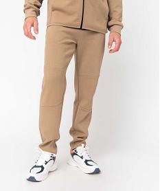 pantalon homme en maille a poches zippees et taille elastiquee beigeI607001_1