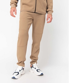 GEMO Pantalon homme en maille à poches zippées et taille élastiquée beige standard