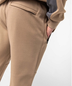 pantalon homme en maille a poches zippees et taille elastiquee beigeI607001_2