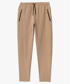 pantalon homme en maille a poches zippees et taille elastiquee beigeI607001_4