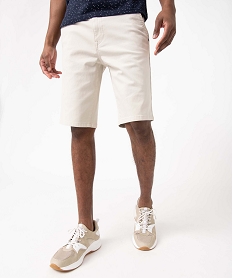 bermuda homme coupe chino a taille elastiquee beigeI608801_1