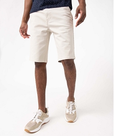 GEMO Bermuda homme coupe chino à taille élastiquée Beige