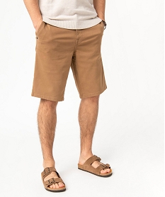 GEMO Bermuda homme coupe chino à taille élastiquée Brun