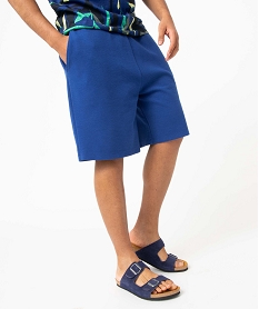 GEMO Bermuda homme en maille côtelée bleu standard