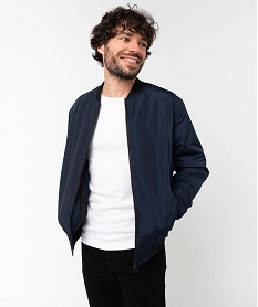 GEMO Blouson homme rembourré avec finitions bord-côte Bleu