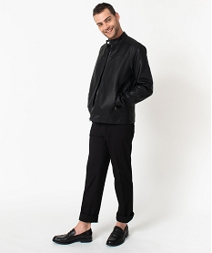 GEMO Blouson homme biker en cuir imitation noir standard