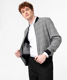 GEMO Blouson homme léger à motif pied de poule Gris