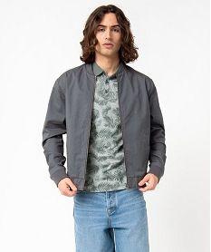 GEMO Blouson homme zippé en toile de coton gris standard