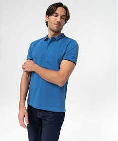 GEMO Polo à manches courtes et finitions fantaisie homme bleu standard