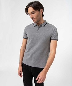 GEMO Polo à manches courtes et finitions fantaisie homme Gris