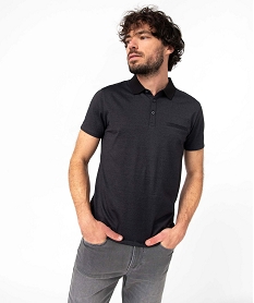 GEMO Polo manches courtes à fines rayures homme Noir