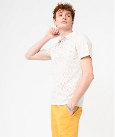 GEMO Polo homme en maille piquée imprimée Beige