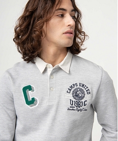 polo homme a manches longues en maille piquee - camps united grisI612901_2