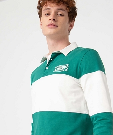 polo homme a manches longues bicolore - camps united vert polosI613001_2