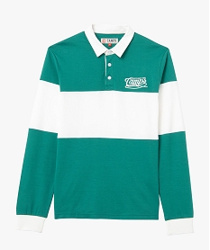 polo homme a manches longues bicolore - camps united vert polosI613001_4