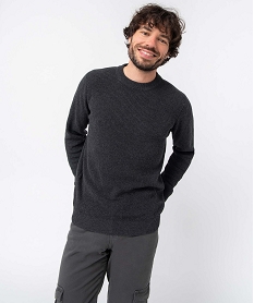 GEMO Pull homme en maille unie Gris