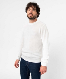 GEMO Pull homme en maille unie Blanc