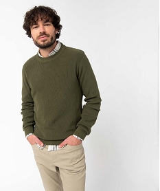 pull homme en maille unie vertI614001_1