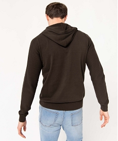 pull homme en maille cotelee a capuche brunI614601_3