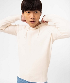GEMO Pull homme à capuche esprit sweat blanc standard