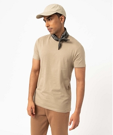 GEMO Tee-shirt à manches courtes et col rond homme Beige