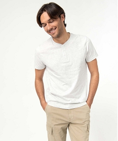 GEMO Tee-shirt à manches courtes et col tunisien homme blanc chine