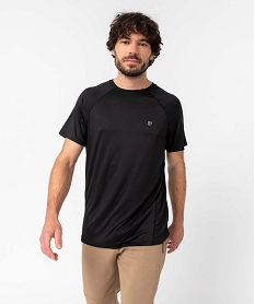GEMO Tee-shirt homme à manches courtes en matière respirante noir standard