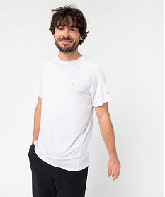 GEMO Tee-shirt homme à manches courtes en matière respirante Blanc