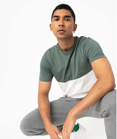 GEMO Tee-shirt homme bicolore à manches courtes Vert