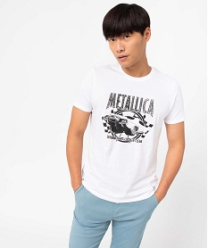 tee-shirt homme avec motif sur lavant - metallica blancI618801_1