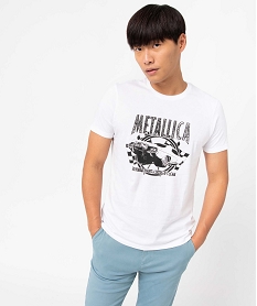 GEMO Tee-shirt homme avec motif sur lavant - Metallica blanc standard