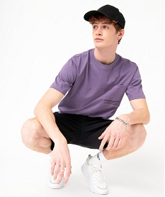 GEMO Tee-shirt à manches courtes et poche poitrine homme violet standard