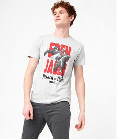 GEMO Tee-shirt homme à manches courtes imprimé - LAttaque des Titans Gris
