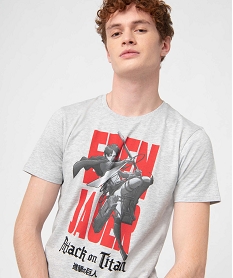 tee-shirt homme a manches courtes imprime - lattaque des titans grisI619701_2