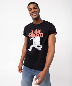 tee-shirt homme a manches courtes imprime groot - les gardiens de la galaxie noir tee-shirtsI620001_1