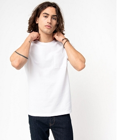 GEMO Tee-shirt homme à manches courtes en maille épaisse blanc standard