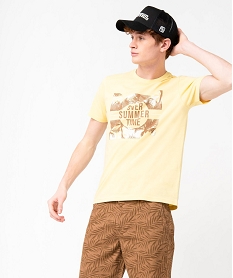 GEMO Tee-shirt homme à manches courtes motif été jaune standard