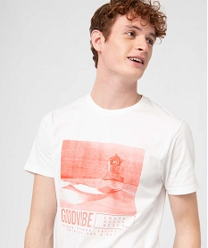 tee-shirt homme a manches courtes motif plage californienne beigeI620801_2