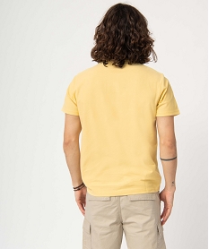 tee-shirt homme col tunisien en maille texturee jauneI621501_3