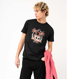 GEMO Tee-shirt homme manches courtes imprimé original noir standard