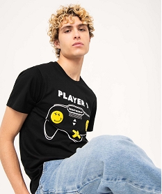 GEMO Tee-shirt homme imprimé fantaisie - Smiley noir standard
