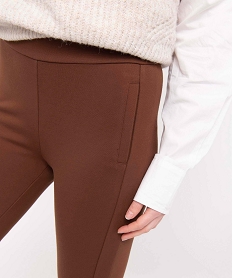 leggings femme en maille epaisse avec surpiqure fantaisie marron standard leggings et jeggingsI623301_2