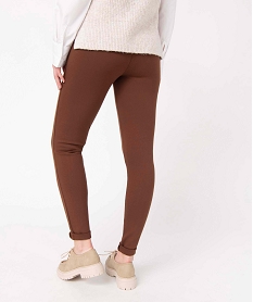 leggings femme en maille epaisse avec surpiqure fantaisie marron standard leggings et jeggingsI623301_3